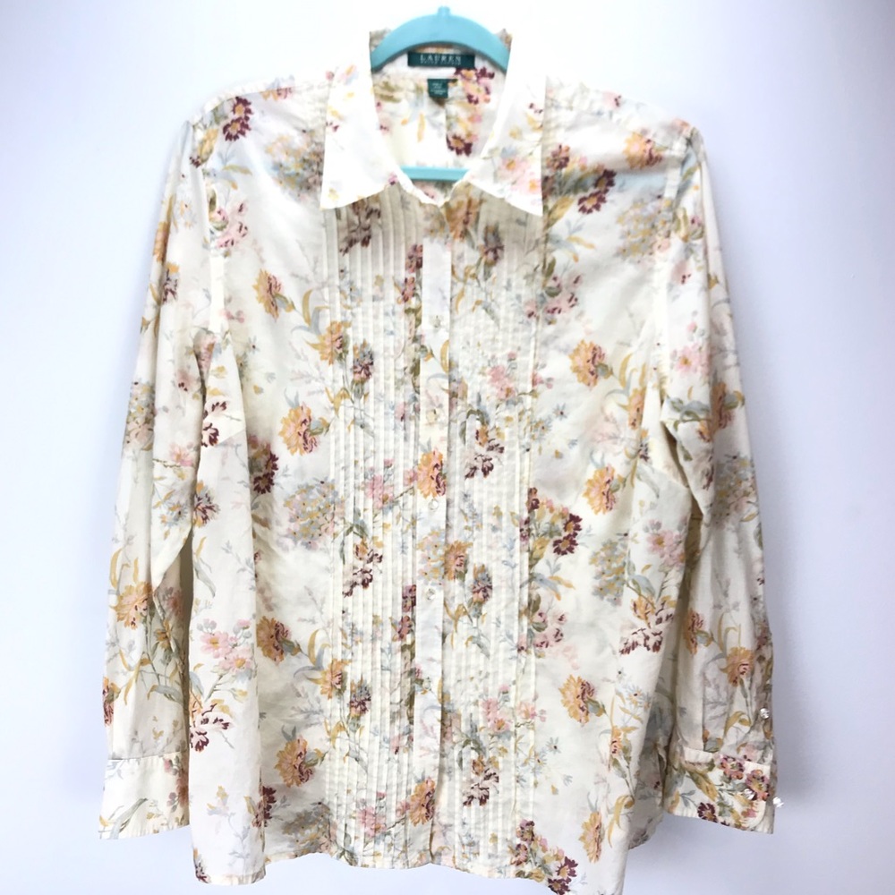 Ralph Lauren Floral Top 100% Cotton Size L/XL